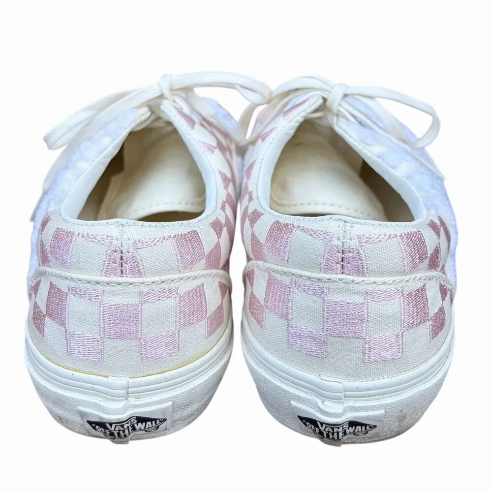Vans Era Chenille Check Sneakers Snow White Pink 7.5 Retro Bowling Y2K